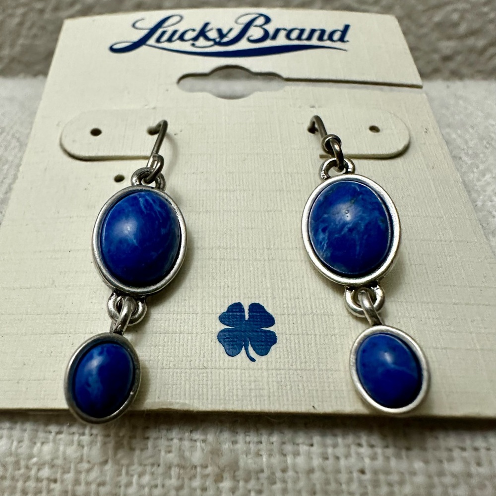Lucky Brand Silver and Blue Dangle Earrings